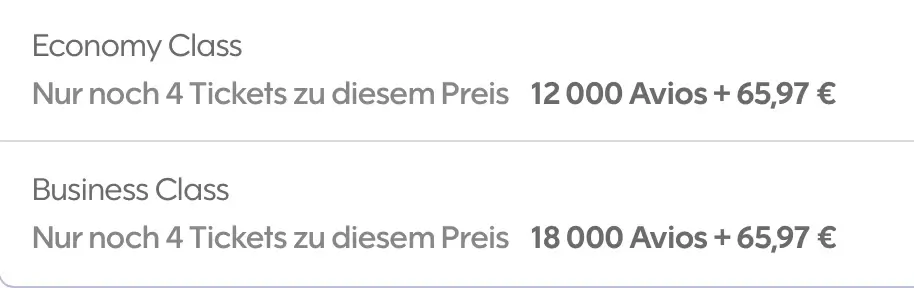 Business Class mit Meilen: 18.000 Avios plus 65,97 Euro