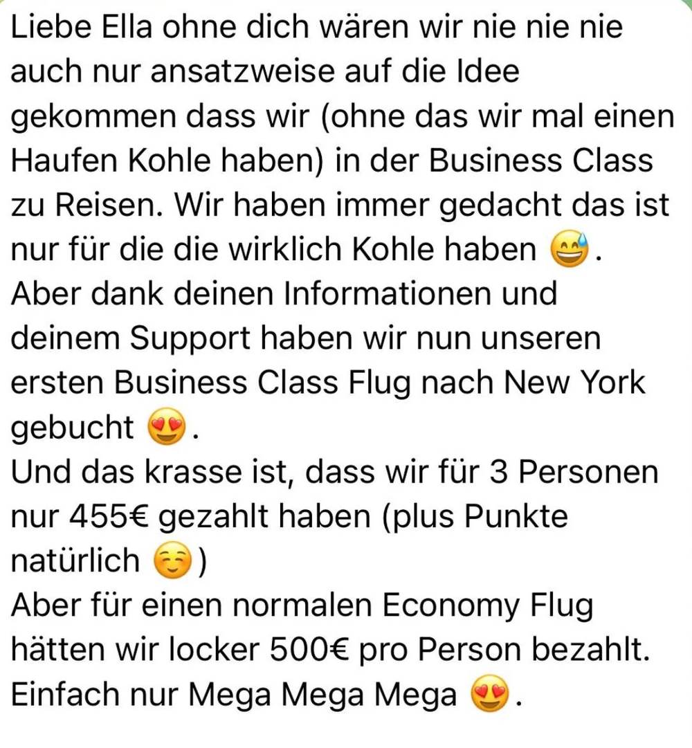 Erster Business-Class-Flug nach New York, 455 Euro für drei Personen