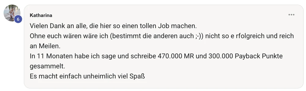 470.000 Membership Rewards Punkte und 300.000 PAYBACK Punkte in elf Monaten