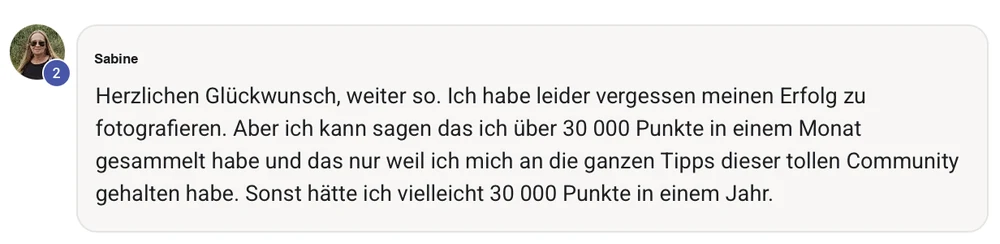 Über 30.000 Punkte in einem einzigen Monat gesammelt