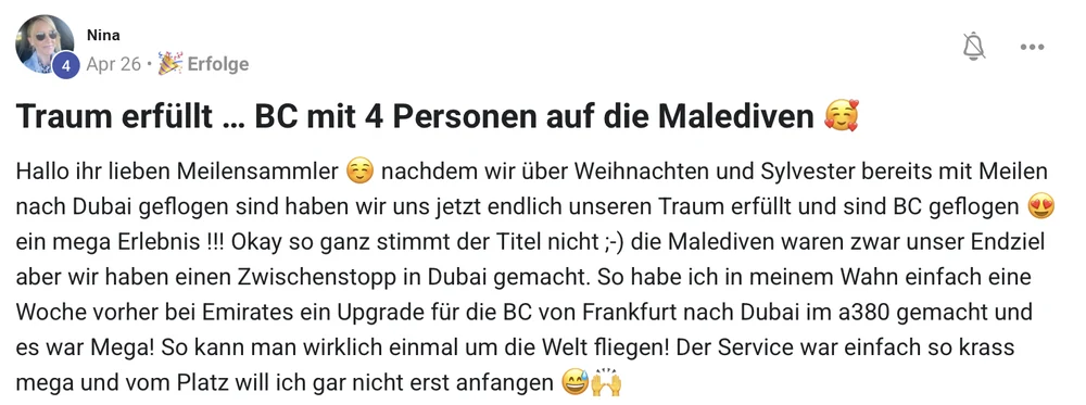 Malediven in der Business Class mit vier Personen
