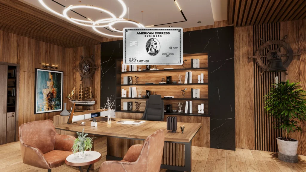 American Express Business Platinum Card in einem Büro, Sinnbild für Selbstständige mit Mitarbeitern
