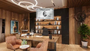 American Express Business Platinum Card in einem Büro, Sinnbild für Selbstständige mit Mitarbeitern